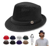 Liocwocne Summer Breathable Mesh Pork Pie Hat for Men Women, Lightweight Foldable Short Brim Fedora Trilby Bowler Cap, Packable UV Sun Protection Jazz Hats for Beach Outdoor Travel (Black,Special)
