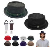 Liocwocne Summer Breathable Mesh Pork Pie Hat for Men Women, Lightweight Foldable Short Brim Fedora Trilby Bowler Cap, Packable UV Sun Protection Jazz Hats for Beach Outdoor Travel (Mix-D,Classic)