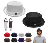 Liocwocne Summer Breathable Mesh Pork Pie Hat for Men Women, Lightweight Foldable Short Brim Fedora Trilby Bowler Cap, Packable UV Sun Protection Jazz Hats for Beach Outdoor Travel (Mix-B,Classic)
