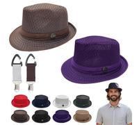 Liocwocne Summer Breathable Mesh Pork Pie Hat for Men Women, Lightweight Foldable Short Brim Fedora Trilby Bowler Cap, Packable UV Sun Protection Jazz Hats for Beach Outdoor Travel (Mix-C,Special)