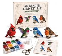 Liocwocne Tiny 3D Beaded Animal DIY Kit, Cute Bird and Animals Bead Making Set with Instructions, Handmade Beadwork Embroidery Art Craft Kits, Creative Jewelry Gift for Adults Teens (F)
