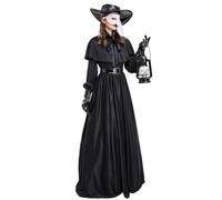 LIOEUE Costume Complet Docteur Peste - Tenue Médiévale Cosplay Avec Masque, Chapeau Et Gants Pour Halloween Et Fêtes (Modèles pour femmes,XL)