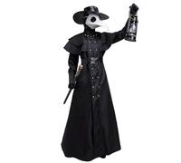 LIOEUE Costume Complet Docteur Peste - Tenue Médiévale Cosplay Avec Masque, Chapeau Et Gants Pour Halloween Et Fêtes (Modèles pour hommes,4XL)