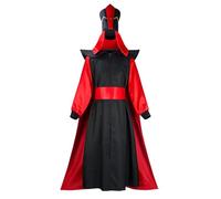 LIOEUE Costume Jafar Homme, Tenue Cosplay Complet Méchant Arabe Avec Tunique, Cape Et Turban Pour Carnival Et Halloween (Hommes noirs :,XXXL)