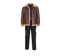 LIOEUE Costume Leon Kennedy Resident Evil - Tenue En Cuir Noir Pour Hommes, Cosplay Pour Halloween Et Salons (Ensemble complet,L)
