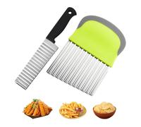 lioewhu Couteau Ondulé, 2 Pièces Couteau à Légumes Ondulé, Coupe-Légumes Ondulé, Coupe Frites en Acier Inoxydable, Cutter de Pommes de Terre Onduleux pour Decoupe Créative de Légumes, Fruits, Fromage