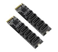 Lioggyet 2 x M.2 NGFF PCIE B-Key Sata une SATA 3.0 Carte d'extension à 5 ports Carte adaptateur de 6 Gbit/s JMB585 Chipset M.2 NVME un SATA3.0