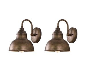 Lioggyet 2X Applique Murale Vintage Col de Cygne Grange Plat Lumière Industrielle Vintage Ferme Applique Murale Extérieure Imperméable (Bronze)