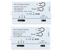 Lioggyet Lot de 2 interrupteurs intelligents WiFi DIY Minuterie 1CH 7-32 V RF433 2,4 G WiFi Module d'automatisation de la maison pour la maison