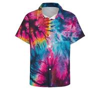 Liohans Chemise à manches courtes pour homme psychédélique colorée tie-dye impression 3D Mystérieuse Aurore Totem, violet, Taille M