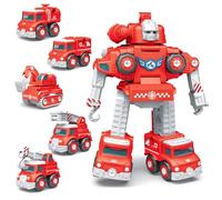 LioMaxi 5 en 1 camion de pompiers Robot jouet, convient aux enfants de 5 à 7 ans, convient aux enfants de 4 à 6 ans, cadeau d'anniversaire