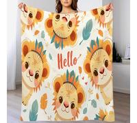 Lion À Plumes Plaid Couverture Polaire Flanelle, Chaude Douce Moelleuse Animal Mignon De Dessin Animé Couverture De Lit Couvre-Lit Jeté De Canapé Convient Adulte Et Enfant 130x150cm
