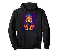 Lion Abstrait coloré, Art de Chat Vibrant de la Jungle Sweat à Capuche
