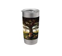 Lion africain avec oursons Gobelet isotherme en acier inoxydable double paroi