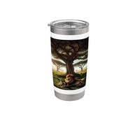 Lion africain avec oursons Gobelet isotherme en acier inoxydable double paroi