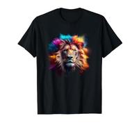 Lion Africain mâle en Couleur Explosive T-Shirt Graphique avec Valeur, Homme, Noir, M
