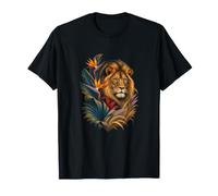 Lion Africain Oiseau du Paradis Art sur Bois T-Shirt