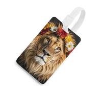 Lion africain portant une fleur sur la tête - Étiquettes de bagages - Étiquette d'identification - Couverture de confidentialité - Identification facile, sécurisée et élégante pour homme et femme