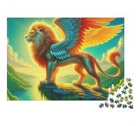 Lion Ailé Puzzle 1000 Pièces Puzzle pour Adultes Créature Mythique Papier Puzzle en Famille Détente Décoration 52x38cm/1000pcs