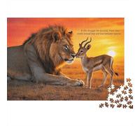 Lion and Antelope Puzzles 1000 Pièces Recyclé Paper Savanna Sunset Adult Jigsaws Developing Boy & Girl‘s Intelligence Jeu Éducatif for Family 52x38cm/1000 Pièces
