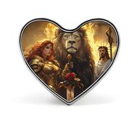 Lion And God Woman Warriores of God Brooch Pins Heart Badge Collar Lapel Pins Dress Coat Accessories for Women Men