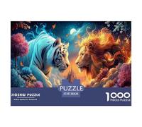 Lion and Tigre1000 Pièces Amateurs De Puzzlesanimal pour Adultes Jeu D'Intelligence Parfaitpourla Détente Del'art DeLaDécoration 38x26cm/1000pcs