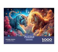 Lion and Tigre1000 Pièces Puzzle À Thèmeanimal pour Adultes Jeu D'Intelligence Parfaitpourla Détente Décorationde La Maison 70x50cm/1000pcs