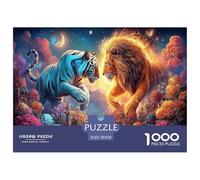 Lion and Tigre1000 Pièces Puzzle Familialanimal pour Adultes Jeu D'Intelligence Premium avec Défis Paysagedes QuatreSaisons 70x50cm/1000pcs