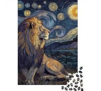 Lion Art Print Puzzle Image 1000 Pièces, Image Animalière Motif Oiseau Coloré, Défi Calme D'Intérieur, 70x50cm/1000pcs