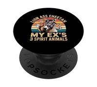 Lion Ass Cheetah My Ex's 3 Spirit Animals Divorce - PopSockets PopGrip Adhésif