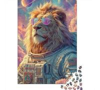Lion Astronaut Space Suit Puzzles 1000 Pièces Cadeau Unique Jeu Éducatif Défi Jouet À De Qualité Supérieure Peinture Art pour Adultes Et Enfants 52x38cm/1000pcs