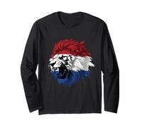 Lion avec Le Drapeau néerlandais Vintage Pays-Bas Hollande Pride Manche Longue