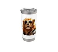Lion avec lunettes de soleil Animal J'aime les Lions Gobelet isotherme en acier inoxydable double paroi