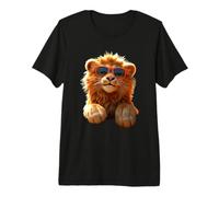 Lion avec Lunettes de Soleil Animal J'aime Les Lions T-Shirt Haut de Gamme