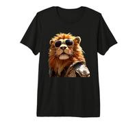 Lion avec Lunettes de Soleil Animal J'aime Les Lions T-Shirt Haut de Gamme