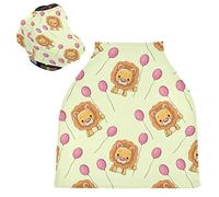 Lion Ballon Rose Housse de Canopée de Siège de Voiture pour Poussette Bébé Dais Siège-Auto Couverture D'Allaitement Pare-Soleil Respirant Extensible pour Garçons Filles