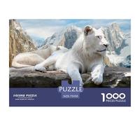 Lion Blanc 1000 Pièces Puzzle Adultes Jouets Amusants Jeu Intellectuel Décoration de la Maison Jeu éducatif Jouet Soulagement du Stress Premium et Durable 1000pcs (75x50cm)