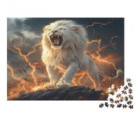 Lion Blanc Puzzle 1000 Pièces Jouet en Bois Divertissement Créatif De l'art De La Décoration Tempête Lightning Challenge Toy Adultes & Enfants des 14 Ans 1000pcs (75x50cm)