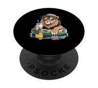 Lion Boba Perle Thé au Lait Lions PopSockets PopGrip Adhésif