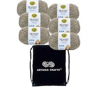 Lion Brand 523-124 Lot de 6 pelotes de fil à tricoter Rewind Willow avec 1 sac de projets Artsigue Crafts