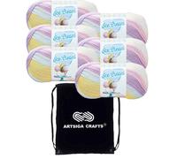Lion Brand Ice Cream Cotton Candy 923-201 (6-Skeins - Same Dye Lot) Baby Sport # 2 Yarn acrylique pour crochet et tricot avec un sac de projet