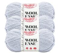 Lion Brand Lot de 3 fils de laine peignés pour tricot, crochet et loisirs créatifs Bleu clair (Icicle)