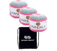 Lion Brand Mandala Unicorn 525-201 (3-SKEINS - Mme lot de teinture) DK Light Pireted # 3 Yarn acrylique pour crocheter et tricot avec un sac de projet