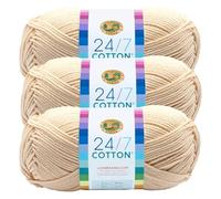 Lion Brand Yarn 761-098 24-7 Lot de 3 pelotes de fil de coton Écru