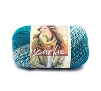 Lion Brand Yarn Fil à Tricoter en Acrylique, Acrylique, Cream/Teal, 21.59x12.065x12.065 cm