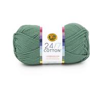 Lion Brand Yarn Lot de 1 pelote de fil léger mercerisé en coton 24/7 pour tricot, crochet et travaux manuels, épicéa