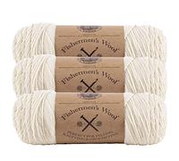 Lion Brand Yarn Lot de 3 pelotes de laine de pêcheur de poids moyen pour tricot, crochet et loisirs créatifs, naturel