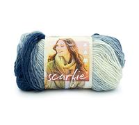 Lion Brand Yarn - Pelote de laine pour écharpe, bleu/crème, 1 paquet