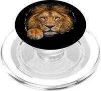 Lion brisant à Travers Un Trou déchiré Graphique Chat Sauvage PopSockets PopGrip pour MagSafe