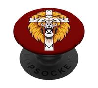 Lion : ce Papa Prie Dieu Jésus Croix, Papa chrétien, Grand-père PopSockets PopGrip Adhésif